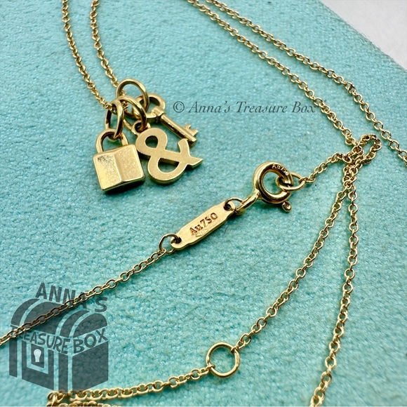 Tiffany & Co. 18K Yellow Gold Key & Lock 16-18" Adjustable Necklace (bx, pch, rb - Picture 7 of 10